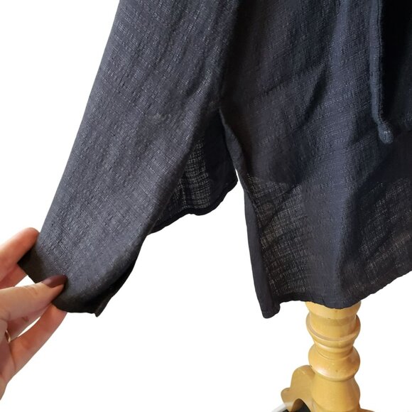 Eileen Fisher Petite Linen Viscose Black Gray Button Down Top Blouse Petite S PS - Picture 8 of 11